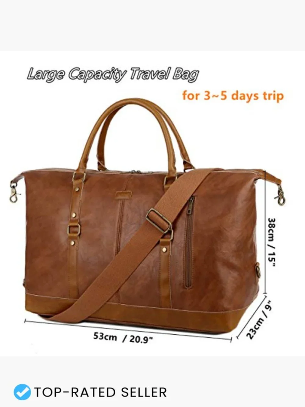Vegan Leather Travel Duffel Tote Weekender Bag Overnight Carry On Gym Sport